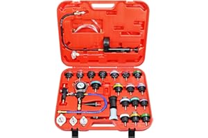 YSTOOL Radiator Pressure Tester Coolant Vacuum Refill Kit 28PCS Automotive Cooling System Leak Test Pneumatic Water Tank Purge Fill Tool Set with Gauge Adapter Cap Universal for Auto Car Airlift