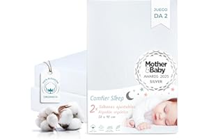 COMFIER SLEEP Sábana Bajera Minicuna 50x90 cm – 100% Orgánico Completamente Natural Juego de 2 Blanco Sabanas Minicuna – Suaves y Transpirables – Ajuste Elástico