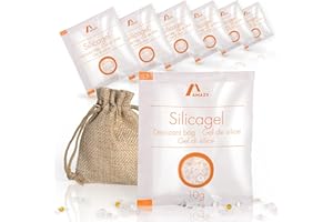 Amazy Paquetes de Gel de Silice – Bolsas absorbentes de Humedad, desecantes y Reutilizables – 10 x 10 g