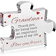 VELENTI Grandma Gifts - Engraved Acrylic Block Puzzle Grandma Birthday Gift 4.1 x 3.5 inch - Cute Mothers Day, Happy Birthday Grandmother Gift - Cool Love You, Thank You Grandma Gift from Grandkids