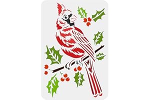 FINGERINSPIRE Pochoir Oiseau Cardinal 29.7x21cm Pochoir de Peinture Oiseau Cardinal en Plastique Pochoirs Motif Branche d'Oiseau Pochoirs Réutilisables pour Peinture