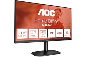 AOC 22B2H Monitor Italia LED da 21.5" VA Panel, FHD, 1920x1080, 75Kz, VGA, HDMI, Nero, 22 inch FHD VA 75Hz, HDMI - VGA, No Speakers