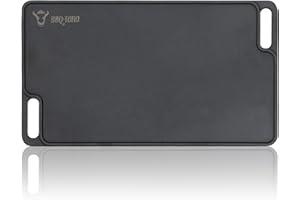 BBQ-Toro Żeliwna płyta grillowa z uchwytami | 40 x 23 cm | płyta dwustronna, do obustronnego użytku | prostokątna, uniwersalna i masywna | blacha do grillowania na węgiel drzewny i gaz, akcesoria do