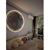 RGB Bluetooth LED Ay Gezegen Tablo, Akıllı Işıklı Beyaz Ahşap &Ccedil;er&ccedil;eve Duvar Dekoru, M&uuml;zikle Senkron LED Aydınlatma, El Yapımı