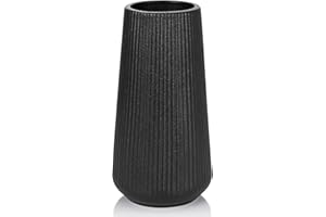 Keramik Vase, GUKJOB Blumenvase Keramik Vasen für Blumen, Dekorative Vasen für Pampasgras Deko, Modern Kleine Vase für Home Wohnzimmer Esstisch Bauernhaus Büro Dekor (Schwarz)