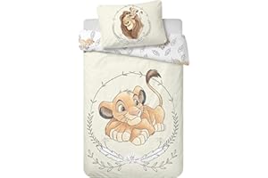 KILIDOO Copripiumino singolo per bambino Simba Il Re Leone 100 x 135 cm e federa 40 x 60 cm | lenzuola per materasso da 60x120 a 70x140 cm | Biancheria da letto 100% cotone