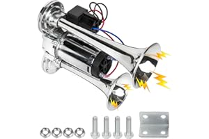 Umelee Luft Hupe 12V 150dB, LKW Hupe mit Kompressor, Super Laut Doppelrohr, Hupe Auto, Drucklufthorn, Autohupenset für Alle Fahrzeuge, LKW Zubehör