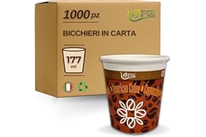 GREEN FAS 1000 Bicchieri carta 177 ml - 6 oz, adatti come Bicchierini caffè, Bicchierini Liquore e Amaro, Bicchieri Usa e Getta, Bicchieri Usa e Getta