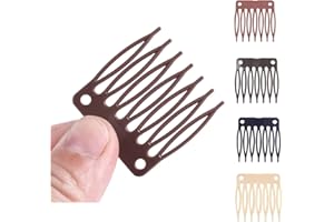 YANTAISIYU Haarkamm aus Kunststoff, für Perückenkappen, Perückenkämme zur Herstellung von Perücken, 7 Zähnen, Braun, 50 Stück