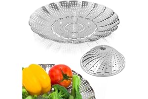 Sayfine Vegetable Steamer Basket, Premium Stainless Steel Veggie Steamer Basket for cooking - Folding Expandable Steamers to Fits Various Size Pot (Large(6.1" to 10.5"))