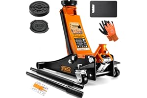 ‎SELLNET Verda Wagenheber hydraulisch 3T Hubhöhe 75-515 mm, 2X Gummi, mit Schmiernippel, Doppelpumpsystem Extra Stabil & Sicher Flacher Rangierwagenheber PKW Auto Heber, SUV inkl. Kniematte & Profilmesser