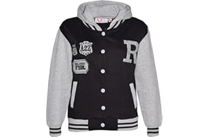 A2Z 4 Kids Unisexe B.B Encapuchonné R Mode FOX Varsity Veste Baseball Style Manteau Longue Manches Nouveau Décontractée Mode Filles Garçons Nouveau Âge 2-13 Ans