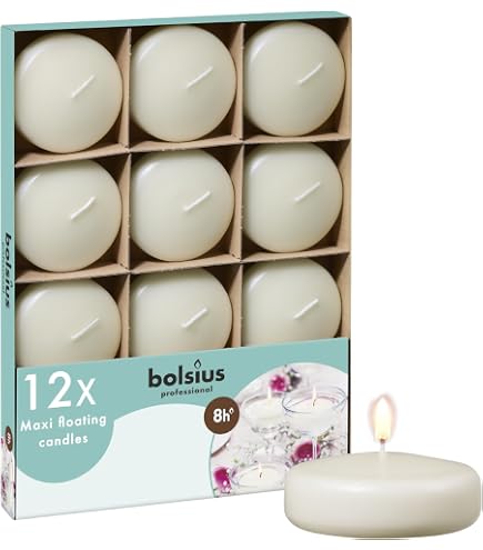 XL-Schwimmkerzen 8 Std. Brenndauer, 8er-Pack, elfenbein