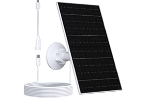 VUEBEE 7W Solar Panel Compatible with EufyCam, USB-C & Micro USB Solar Charger for 5V Battery Security Cameras, Weatherproof with Rubber Plug, 360° Adjustable Mount, 9.8ft Charging Cable