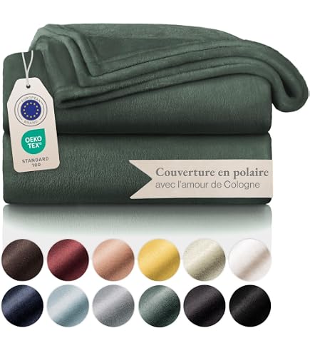 WAVVE Couverture Polaire Douce En Microfibre 150x200cm Vert - Jeté De Canapé Chaud Et Pelucheux, Plaid Flanelle Pour Lit 2 Personnes Ou Sofa