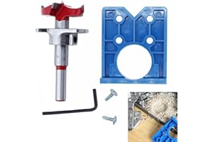 JANZOOM 35mm Hinge Jig Drill Guide, Door Concealed Hole Drilling Tool Set Positioner for Woodworking DIY Tools Kitchen Cupboard Cabinet Window Wood Furniture