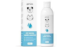 pet wiz Additivo per Acqua Dentale per Cani e Gatti, combatte l'alito Cattivo, rimuove placca e tartaro, promuove Gengive Sane, 240 ml
