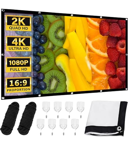 Écran De Projection Portable 120 Pouces – Format 16:9 – HD/4K – Toile Polyester Anti-reflet – Pliable, Pour Intérieur/extérieur - 9