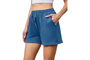 Jezonga Short Sport Femme Short de Sport Bas de Survêtement Couleur Unie Short de Course à Pied Short Décontracté Femme Pantalon de Jogging Taille Haute avec Poches pour Yoga Sport Jogging Running