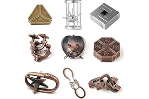 FORHANDY 9 sztuk metalowych gier logicznych dla dzieci, do cierpliwości dla dorosłych, idealne na prezent dla młodzieży i gier logicznych dla dorosłych, zestawy upominkowe