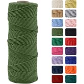 MOMAHUA 3 mm Macrame Thread 100% Cotton, 100 m Avocado Green Cord for Crafts, 19 Colours More, Cord for DIY, Decoration and G