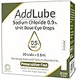 AddLube Eye Drops with 0.9% Sodium Chloride, Saline Solution, Eye Drops for Long Lasting Relief, Suitable for Dry Eyes, Sterile and Preservative Free Unit dose, 20 X 0.5ml Vials