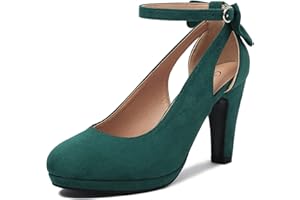 elerhythm Mary Jane Tacones con Lazo Retro Cerrados Punta Redonda Ante Correa Tobillo Zapatos Gatsby Vintage Zapatos