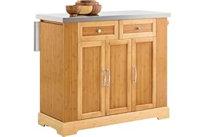 SoBuy Isola Cucina su Ruote con Piano di Lavoro Estendibile, Mobiletto Salvaspazio, Carrello da Cucina con Ruote, con Due Cassetti e Ripiano Regolabile Naturale 107x(46–71) x92,5 cm FKW130-N