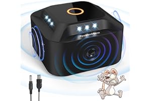 BUBBACARE Ultrasuoni per Topi 360°, 3 Modalità Dissuasore Topi Collegare con 12 Luci Stroboscopiche, 300 m² Raggio Repellente Ultrasuoni per Ratti Indoor per Ratti Ragni Falene Formiche