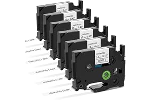 ‎MARKURLIFE Markurlife 6er Pack TZe-231 Kompatibel mit Brother P-Touch Schriftband 12mm,Schwarz auf Weiß TZ Tape 12mm 0.47 White für Brother P-Touch PT H107B H100LB H110 D210 E100 D600 1000
