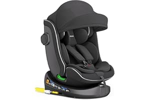 Child Seat 360° Rotatable with Isofix, ECE R129, 0-36 kg, Adjustable, Tiltable, Breathable Cover, 5-Point Harness, Top Tether, Car Seat for Babies and Children 0-12 Years, Colour: Black