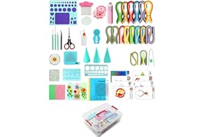 YURROAD Quilling Paper Kits 3mm/5mm/10mm 1740pcs Quilling Paper Strips Quilling Tool with Storage Box with Quilling Electric Slotted Pen Needle Curler Crimper Comb Board Template Border Buddy Tower