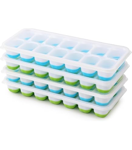 Eiswürfelform 6-tlg Set Aus Silikon - Stapelbar Mit Deckel Für Gefrierschrank