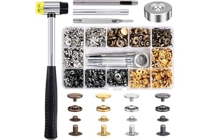 QFUN 120pcs Boutons Pressions Métal 4 Coloris (12mm) + Marteau, Pour Cuir Artisanat Veste Portefeuille Sac à Main