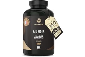 Ail Noir Fermenté - 22500mg/jour, extra concentré (15:1) - 360 Gélules, Vegan - Immunité, Santé Cardiaque & Circulation Sanguine - S-Allylcystéine - Sans: Additifs, Gluten&Lactose - TRUE NATURE
