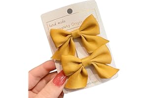 KERTFGOKU 2 Pezzi Mollette a Coccodrillo per Capelli con Fiocco in Gros-grain Accessori per Capelli Moda Ragazze Accessori per Capelli Donne Natale Matrimonio Compleanno (Giallo)