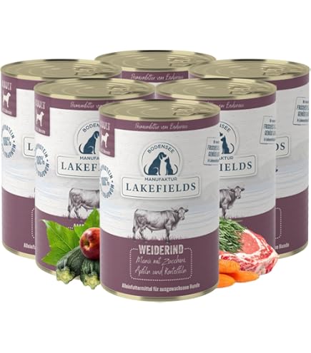 Lakefields Premium Hundefutter Nass | Lamm 60% | 6 x 400g | Getreidefreies  Nassfutter fr Hunde | Natrliche Zutaten in Lebensmittelqualitt |  Kartoffeln, Blattspinat und Krutern | Schonend gegart : Amazon.de: Haustier