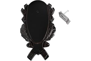 GTK - Geweihe & Trophäen KRUMHOLZ 1 Stück geschnitztes Rehbock Trophäenschild dunkel + 1 Stück Gehörnklammer