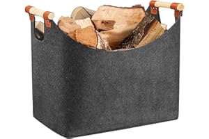 GEMMAHW Extra Large Wood Log Baskets for Fireplaces - Foldable Fire Basket with Reinforced Handles for Indoor Wood Burner