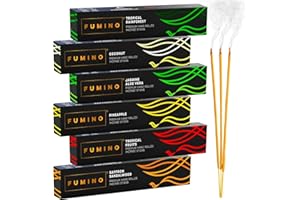 ‎FUMINO Fumino Räucherstäbchen-Set Tropische Geschmäcker Multipack - Frische handgefertigte Räucherstäbchen Sandelholz & Masala Agarbatti Joss Duft - 6 Räucherstäbchen-Boxen 84 Stäbchen (90 g) für Entspannung