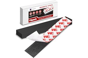 THAIBEAR Magnetic Strips Self Adhesive, Flexible Magnetic Strip (15 Pack, 6" x 1") Strong Sticky Magnet Strips for Kitchen - Adhesive Knife Magnetic Tape Holder for Wall