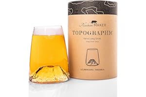 Alaskan MAKER Verre long 450ml - Borosilicate de qualité supérieure soufflé artisanalement avec les montagnes en relief | Cocktail, bière ou soft TOPOGRAPHIC (Kilimanjaro)