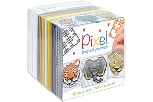 Pracht Creatives Hobby Pixel P29026 - Bastelset "Wildtiere", Stecksystem als kreatives Hobby für Kinder ab 6 Jahre, Würfelbox mit Motivvorlagen und Pixelquadraten