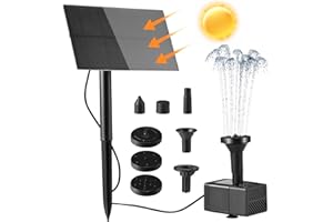 UENNM Fontana Solare, 1.5W Fontana Solare da Giardino con 8 spruzzi, Solare Fontana Pompa ad Acqua Solare con 8 Effetti di Spruzzo per Uccelli,Acquario,Stagno o Decorazione del Giardino