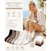 6'li Lastiksiz Kadın &Ccedil;orap Yazlık, Uzun, Kadın Soket &Ccedil;orap, Kadın &Ccedil;orap Koton, Renkli Desenli &Ccedil;orap, Kız &Ccedil;orabı, Bayan &Ccedil;orapl