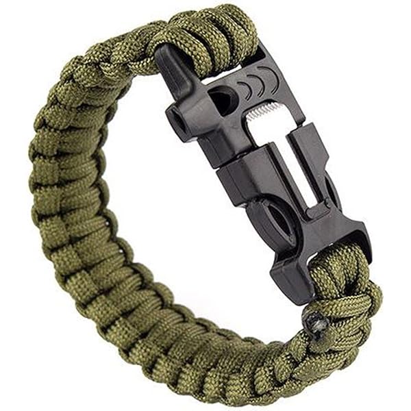 Bracelet De Survie En Paracorde - Kit 7 En 1 Avec Sifflet, Boussole, Ouvre-feu, Scie Et Plus