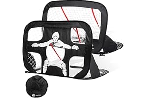 ‎VOUNOT VOUNOT Pop Up Fußballtor 2er Set 120×80 cm, Kinder Fußballtore mit 2-in-1 Torwand & Netz, Tragbares Klappbares Fußballtor für Garten, Draußen & Training