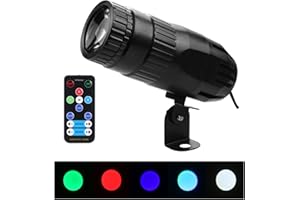 Lixada Pinspot - Mini faretto LED RGBW effetto DJ con telecomando, effetto palcoscenico, per DJ, discoteca, feste, bar, club, spettacolo di nozze, colore: nero