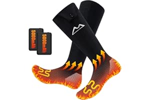 WUEAOA Chaussettes Chauffantes, Chaussette Chauffante Homme Femme, Chaussettes Thermiques à Batterie pour Hommes & Femmes, Lavables en Machine, Parfaites pour Chasse, Ski (Taille Unique)