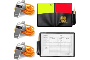 CAIXIANGYU Kit Arbitre Football, Carton Arbitre, Carton Rouge et Jaune Foot avec Crayon, Sifflet Arbitre, Carnets Scores pour Football Basketball Scolaires Sports